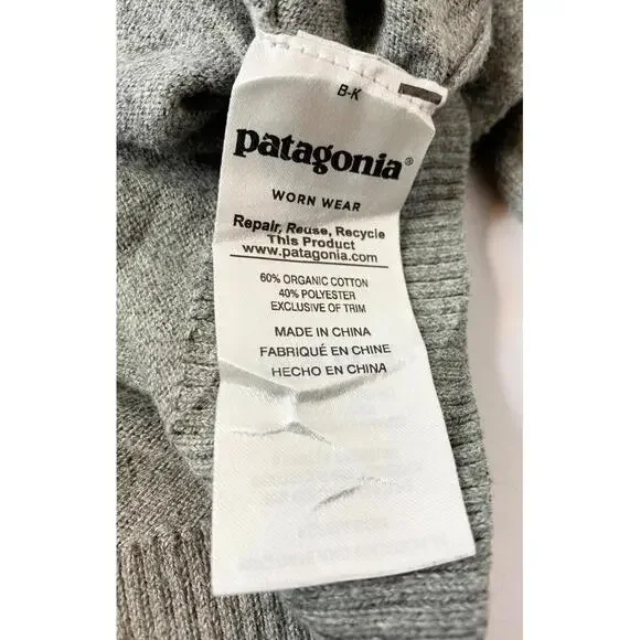 Patagonia Worn Wear Sweater Grey Organic Cotton, Woman’s, Size Small - Picture 9 of 11